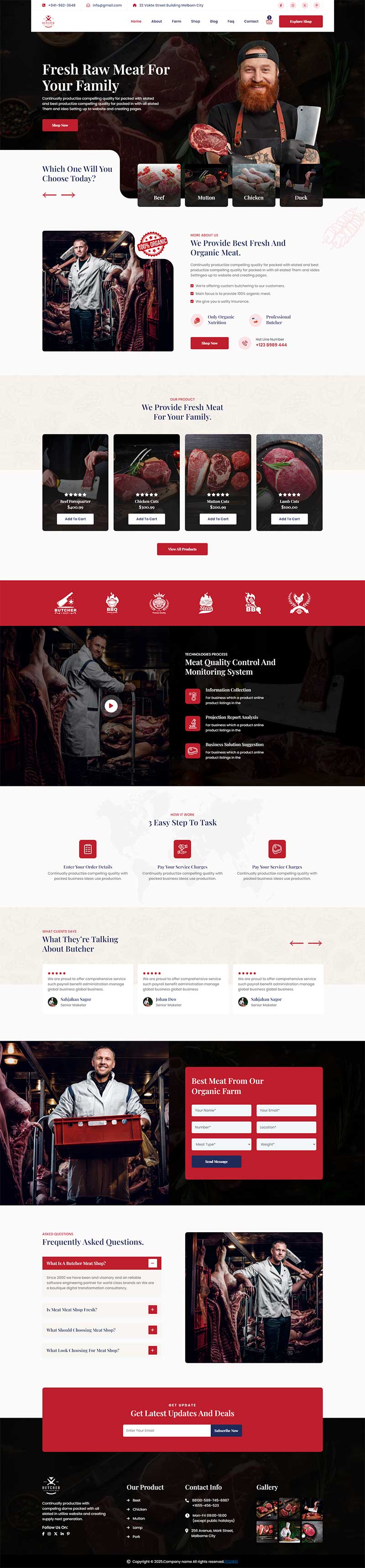 响应式有机肉食品类网页模板-源码网