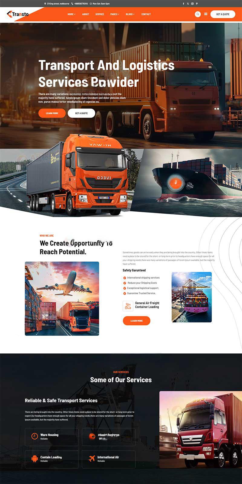 响应式货车物流运输网页模板-源码网