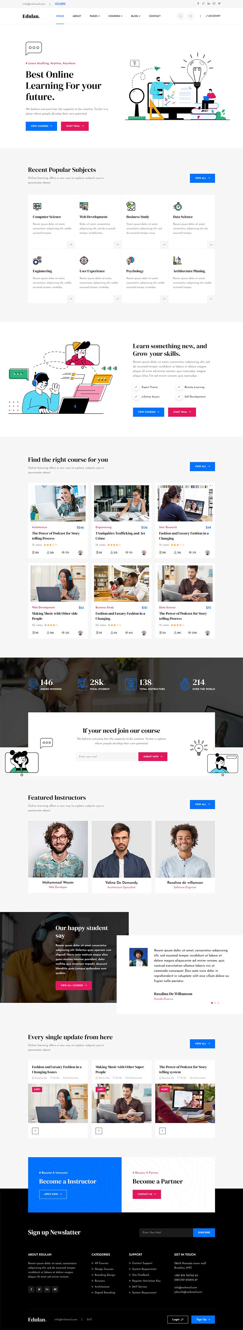 网络课堂线上教育html模板-源码网