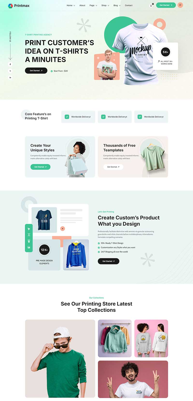 响应式服装T恤品牌官网网页模板-源码网