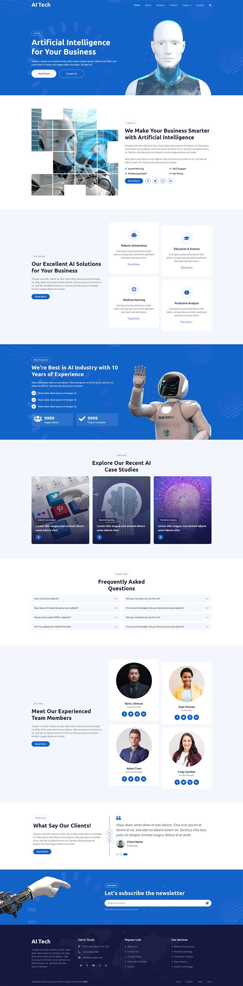 蓝色人工智能科技公司html5模板-源码网