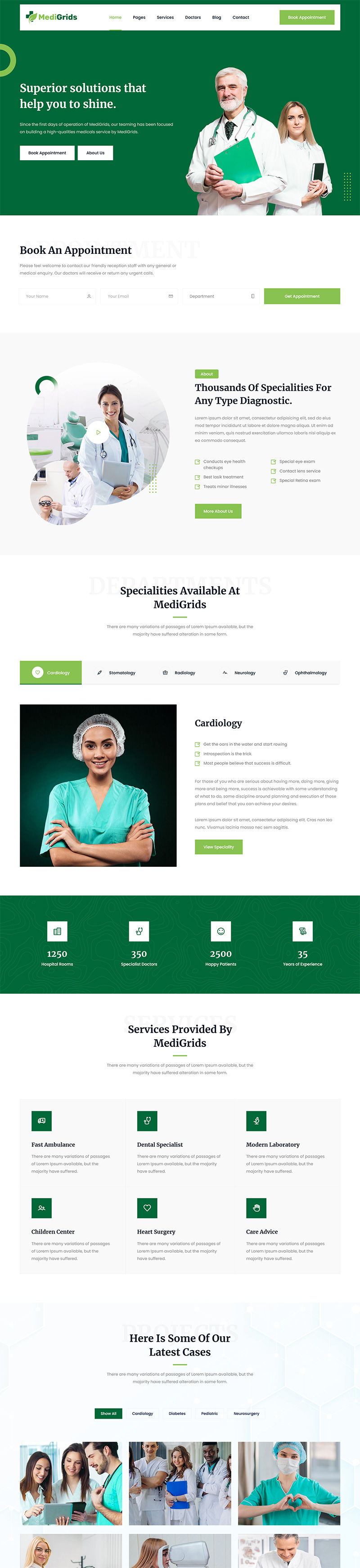 绿色医疗护理html模板-源码网